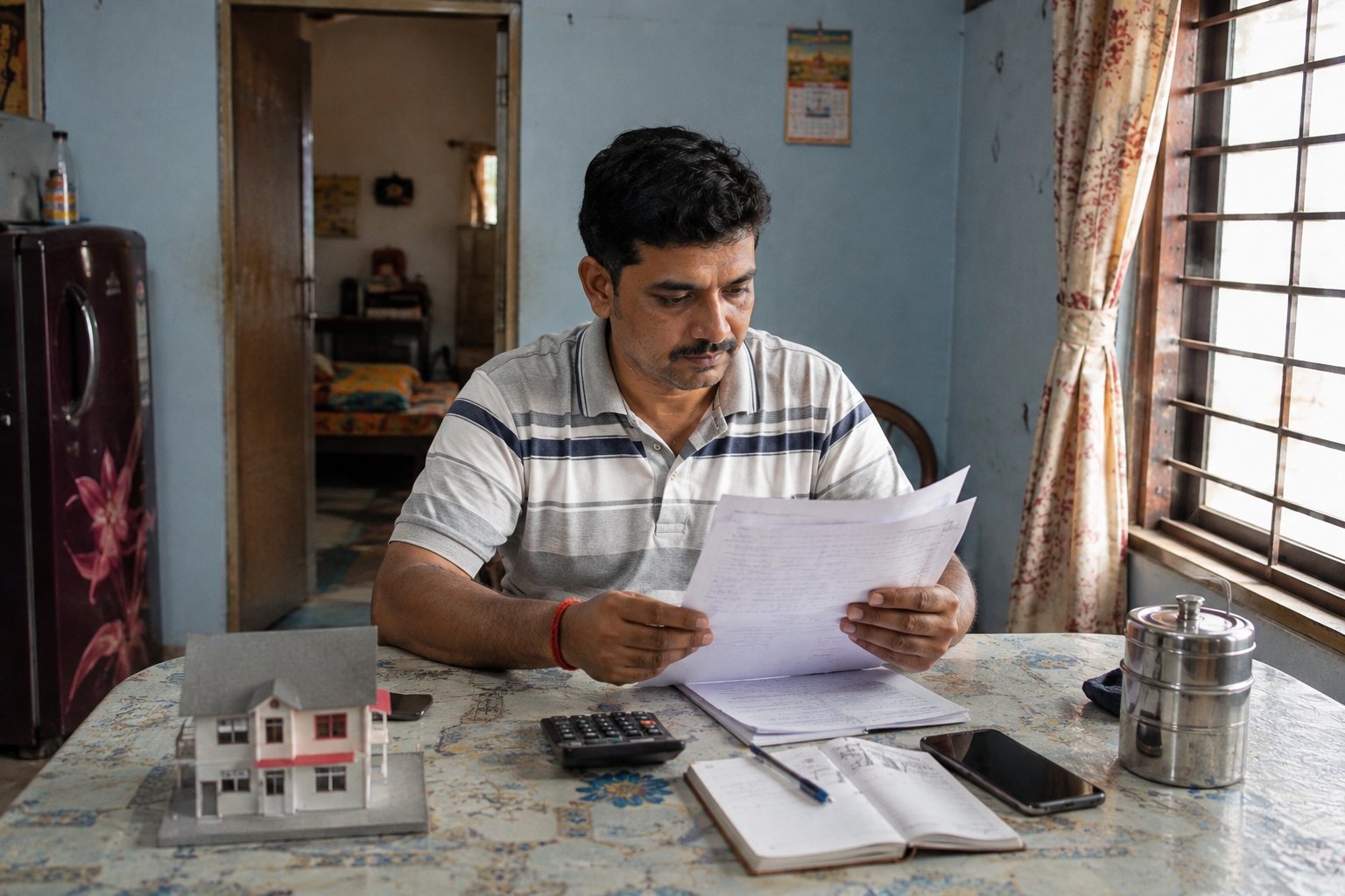 Nivāsa Finance advisor speaking outside customers house in Karnataka