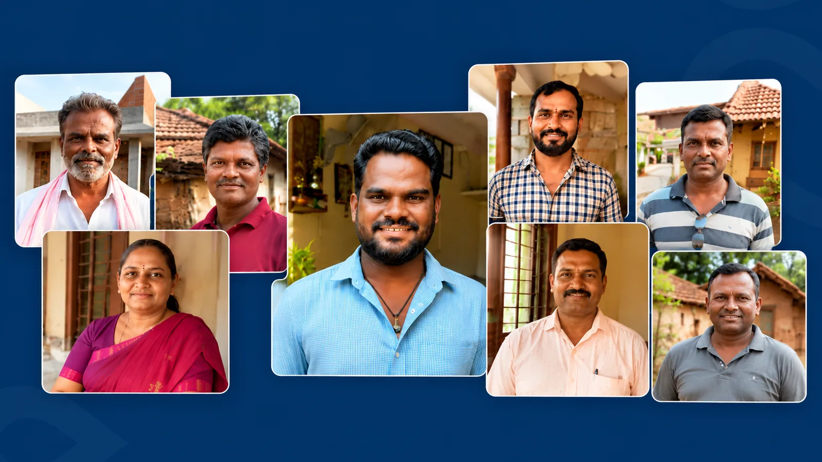 Smiling homeowners and families in Karnataka